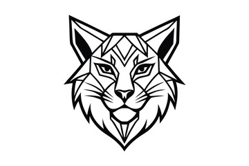 Geometric fox head presents a minimalist monochrome art piece on a bright background