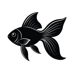 : flat vector silhouette of a goldfish with promine.eps