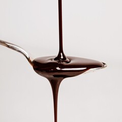 melted chocolate dripping from a spoon