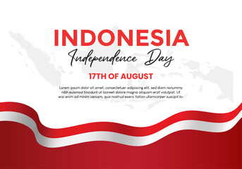 Indonesia independence day backgrounds. Vector illustration Indonesia independence day banner with Indonesia ribbon flag and maps