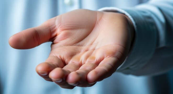 Open Hand Reaching Out: Gesture of Offering, Invitation, Help, Support and Generosity in a Business Concept