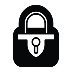 Black lock silhouette icon isolated on white background