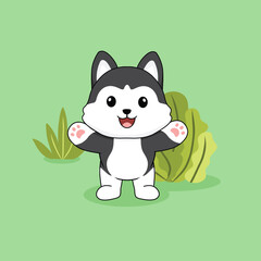 Cute vector cartoon of a funny dog isolated background