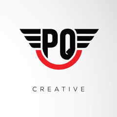 PQ Creative Wings Letter Logo with Modern Shield - Powerful Business and Branding Symbol