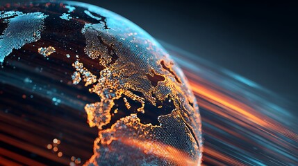  Globe With Glowing Circuits Across Continents, Digital Background With Data Waves, High-Tech Visualization --Ar 16:9 --V 7.0** - @Darya (Relaxed)