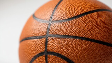 Fototapeta premium Close-up of Textured Orange Basketball with Black Seams for Sport and Athletic Imagery