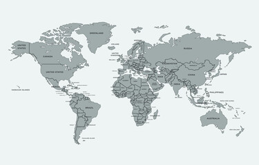 Minimalist Global Map with Country Outlines 