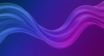 Fototapeta premium A modern digital art illustration of a smooth, flowing wave with a vibrant purple and blue gradient, creating a futuristic backdrop.