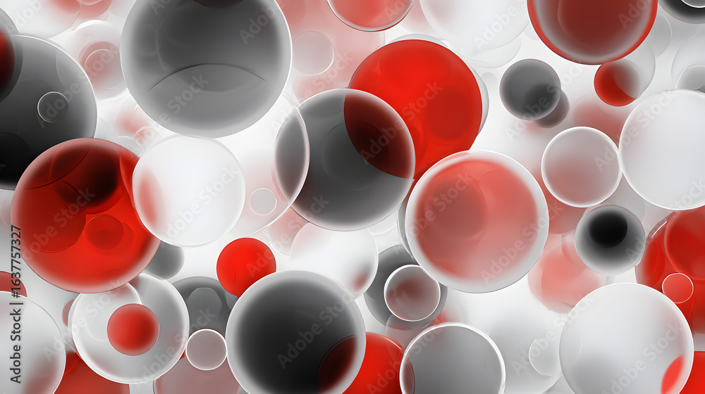 Wall mural abstract spherical symphony: an artistic display of floating spheres in various colors, creating an 