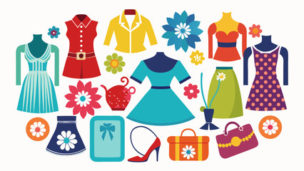 Very beautiful Simple silhouette clothing and apparel icon set for fashion white background