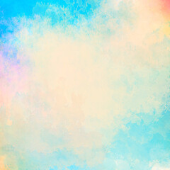 Colorful watercolor or acrylic stains on paper texture. Abstract clouds pattern. Universal background. 