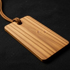 Elegant Wooden Tag with Brown Cord: A Minimalist Design for Branding and Crafts