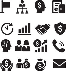 Modern Vector Cryptocurrency Icon Set – Minimalist Symbols of Digital Finance & Blockchain