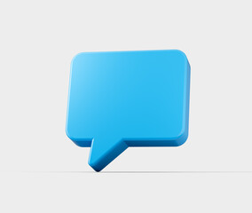 3D Blue chat icon, symbolizing messaging, communication and conversation. 3d illustration