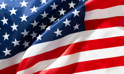Fototapeta premium background waving American flag close up