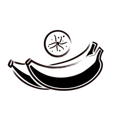 black ink line art banana icon design on the transparent background vector illustration.