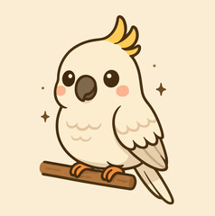 Cockatoo cute bird kawaii chibi cartoon