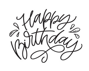 Obraz premium Happy Birthday - trendy hand drawn doodle lettering postcard. Birthday Party vector. T-shirt design, Mug print.