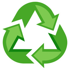 green recycling symbol vector illustration, arrows of eco-friendly reuse cycle, sustainable environment logo graphic


