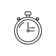 Fototapeta premium Stopwatch Icon Indicating Five Minutes Time Frame Illustration Outline Style Time Management Concept Deadline Reminder Quick Activity Symbol Fast Pace Performance