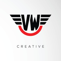 VW Creative Wings Letter Logo with Modern Shield - Powerful Business and Branding Symbol