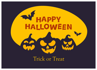 Bright Halloween greeting card with the words 