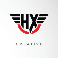 HX Creative Wings Letter Logo with Modern Shield - Powerful Business and Branding Symbol