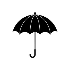 Simple black umbrella on transparent background silhouette