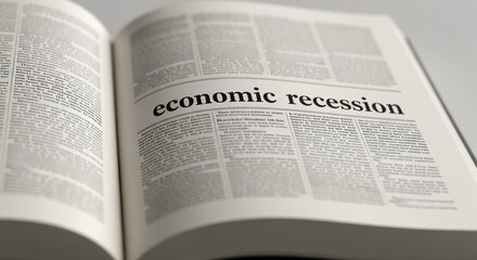  a book with a zoomed-in focus on the text economic recession
