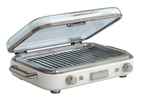 Electric sandwich press with drip tray ? ideal for professional chefs and cooking presentations