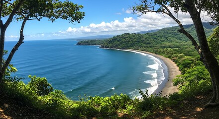 The pacific ocean view in Uvita Costa Rica National park on a sunny day