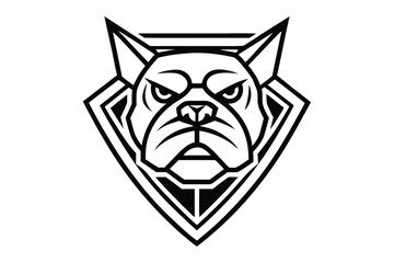 Bulldog head, illustrated in black lines, displayed inside a diamond shape for emblem design