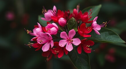 Obraz premium Beautiful capture of a closeup shot of pink and red clerodendrum plant