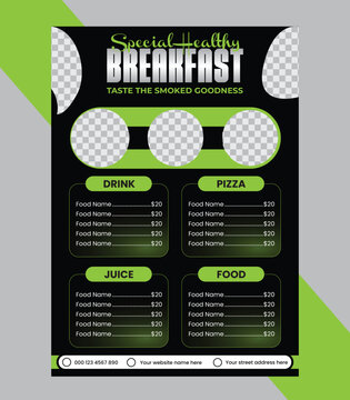 Special healthy breakfast food menu design templates, x Restaurant food menu design
