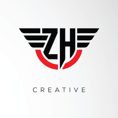 ZH Creative Wings Letter Logo with Modern Shield - Powerful Business and Branding Symbol