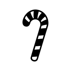 Simple and minimalist vector drawing of a black and white candy cane