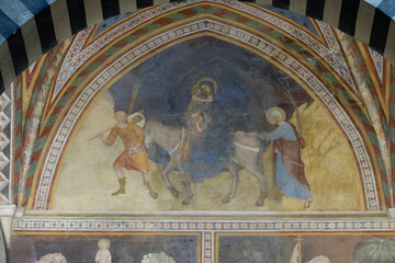 The cycle of frescoes of the New Testament by Lippo Memmi in the Collegiate Church of Santa Maria Assunta, San Gimignano, Italy.