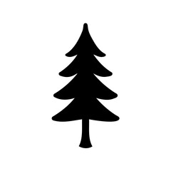 Fototapeta premium Stylized Silhouette of Evergreen Tree with Three Tiers, Trunk, and White Background