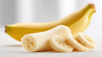 Fresh Yellow Bananas: Whole and Sliced, Close-Up Studio Shot for Healthy Eating Concepts