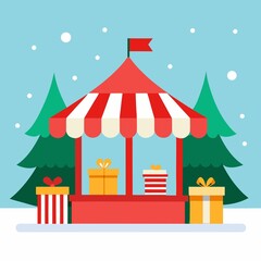 Obraz premium christmas card with house and tree