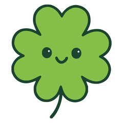 cute clover cartoon character flat color vector illustration template design
