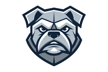 A tough bulldog head presents a menacing glare in shades of grey and white