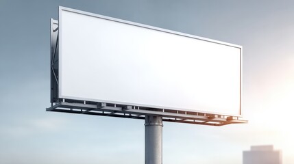 Fototapeta premium Billboard Mockup on Sunny Sky Background: Outdoor Advertising Space for Creative Designs and Marketing Campaigns