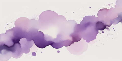 Abstract purple and pink background with pink flowers and watercolour cloud design