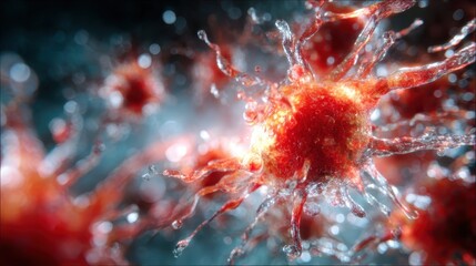 A stunning microscopic close-up of red cells displaying movement, showcasing the fascinating world of biology and the intricacies of life at the cellular level.