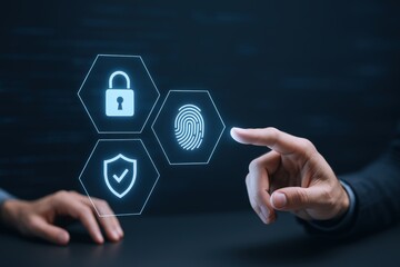 Fingerprint Scan Security: Biometric Authentication Access Technology on Digital Interface, Cybersecurity Solutions, Data Protection and Secure System