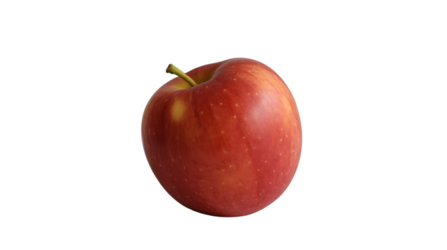 A fresh, single red apple with a small stem and no background, for a clean product image

