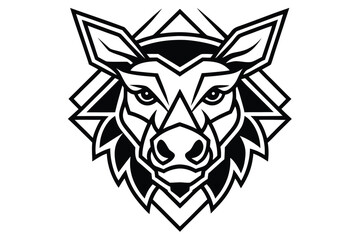 Geometric boar head with sharp lines evokes a bold and modern aesthetic visually