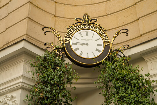 paris france ,05 05 2025 : luxury brand clock and vitrine ,Vacheron Constantin