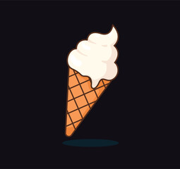 Cute vanilla ice cream cartoon